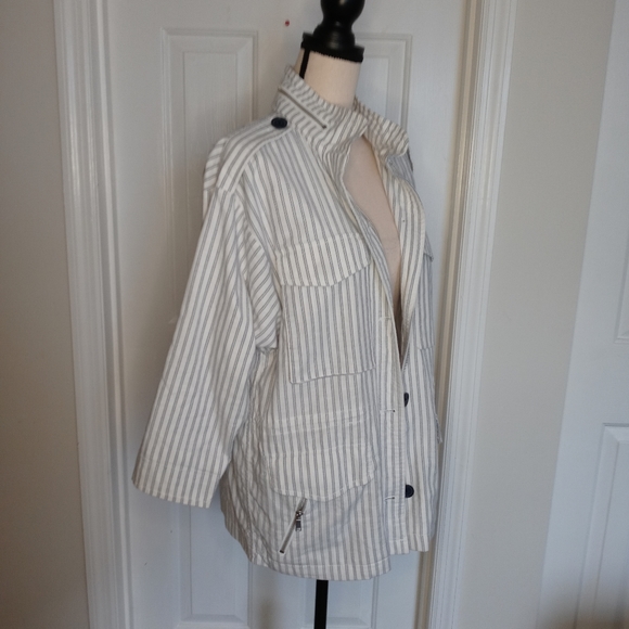 Joie Cristi White and Blue Stripe Utility Jacket - Picture 6 of 16